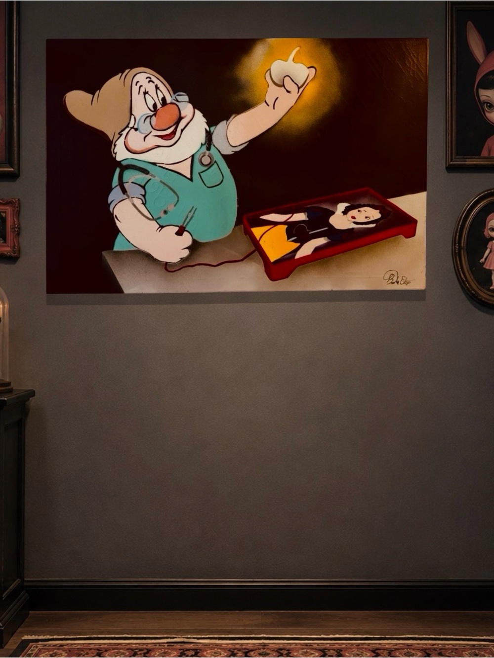 Snow White Operation Parody Painting Signed Brooke Etep 36x24 Original Art